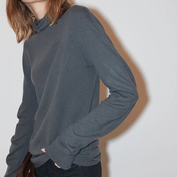 CHICJOC Women Elegant Grey Cashmere Sweater size 38 - Picture 4 of 12